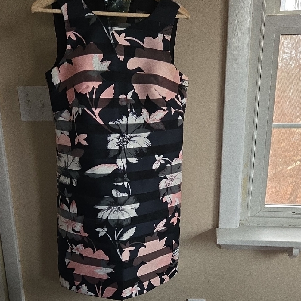 Vince Camuto Black and Pink Floral Mini Dress